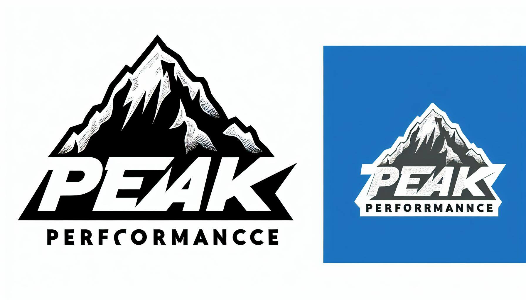 Mountain logo with the words peak performance beside