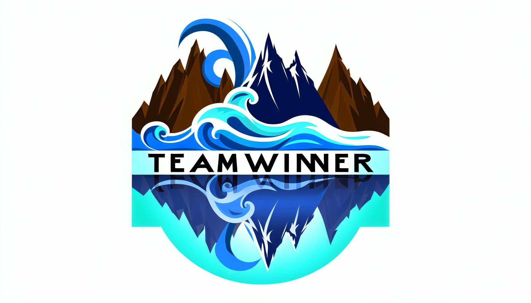 sea and mountains logo with words team winner